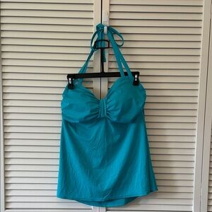 Swimsuits For All Teal Halter Tankini Top Size 18